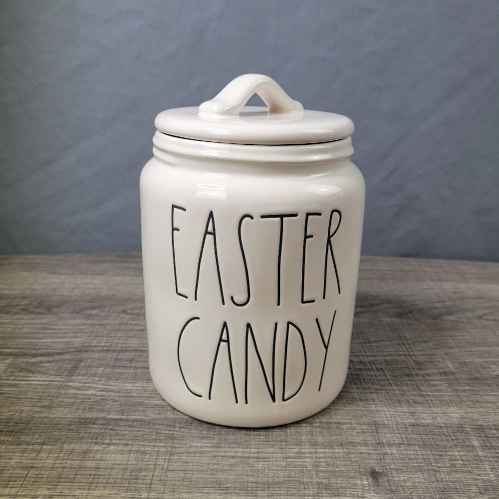 Rae Dunn Artisan Collection Farmhouse Minimilist‎ Easter Candy  Ceramic Canister